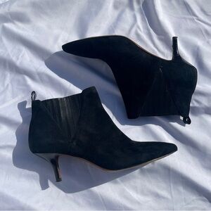 Donald Pliner Faie Black Suede Ankle Booties Kitten Heel